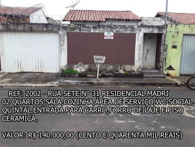 Casa para Venda, em Araguari, bairro RESIDENCIAL MADRI, 2 dormitórios, 1 banheiro