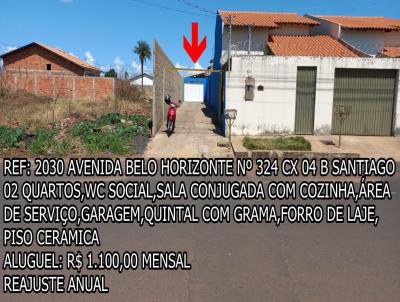 Casa para Locação, em Araguari, bairro SANTIAGO, 2 dormitórios, 1 banheiro
