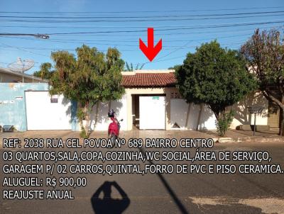 Casa para Locação, em Araguari, bairro CENTRO, 3 dormitórios, 1 banheiro, 2 vagas